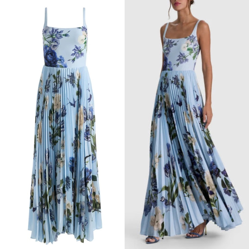 Alice + Olivia Carolyn Pleated Maxi Dress